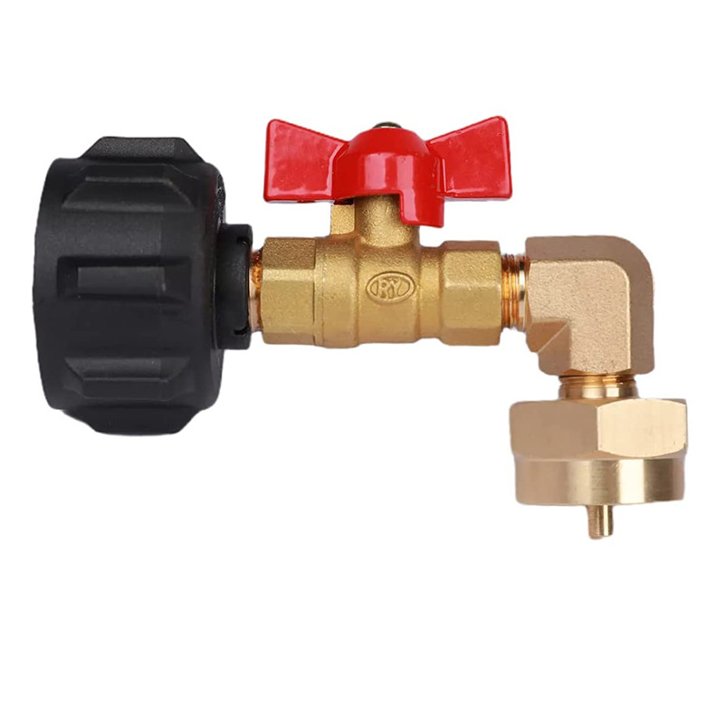 一磅气罐转接头带阀们接头20磅QCC1到1磅一次性钢瓶丙烷充气接头