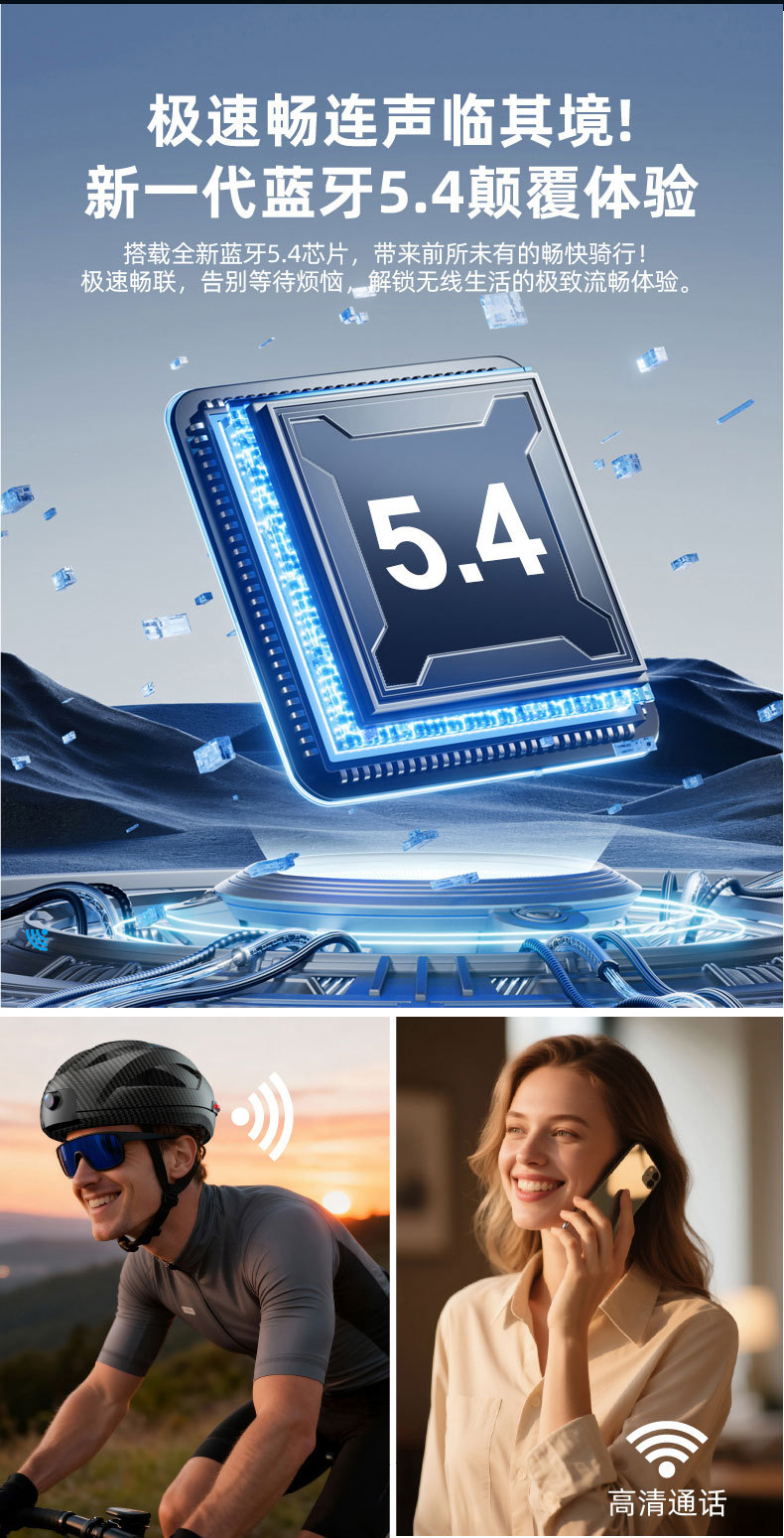 Smart cycling helmet with built-in Bluetooth headset, multifunctional smart remote control camera, and dashcam