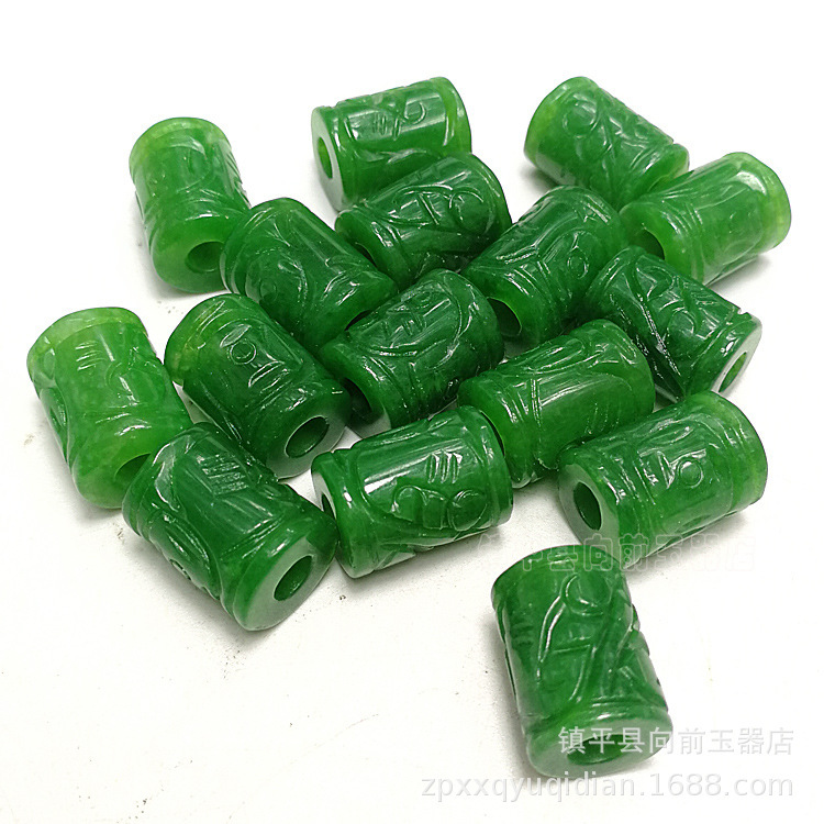 Jade Jewelry Accessories Wholesale Malay Jade Money Beads Barrel Beads Carved Jade Bracelet Necklace Accessories