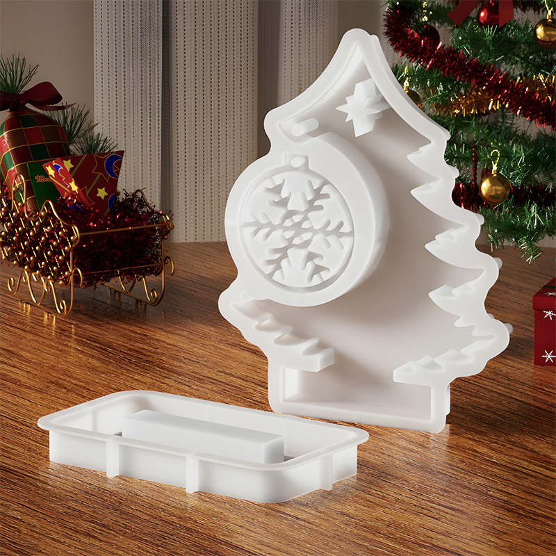 DIY 接着剤モールドクリスマスクリスマスツリースノーフレーク吊り下げ装飾品アロマセラピー石膏シリコーンモールド|undefined