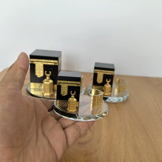 现代简约圆形天房三件套沙特阿拉伯旅游纪念水晶礼品摆件