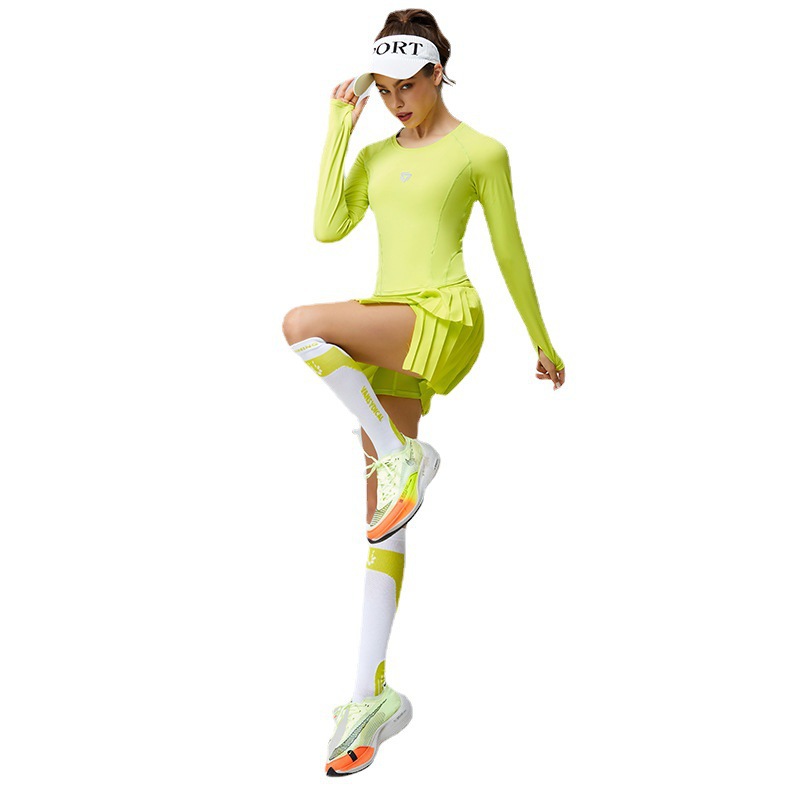 Falsa falda deportiva corta de dos piezas running falda de mitad de verano para mujeres secado rápido blindaje de pantalón de tenis anti-luz transpirable