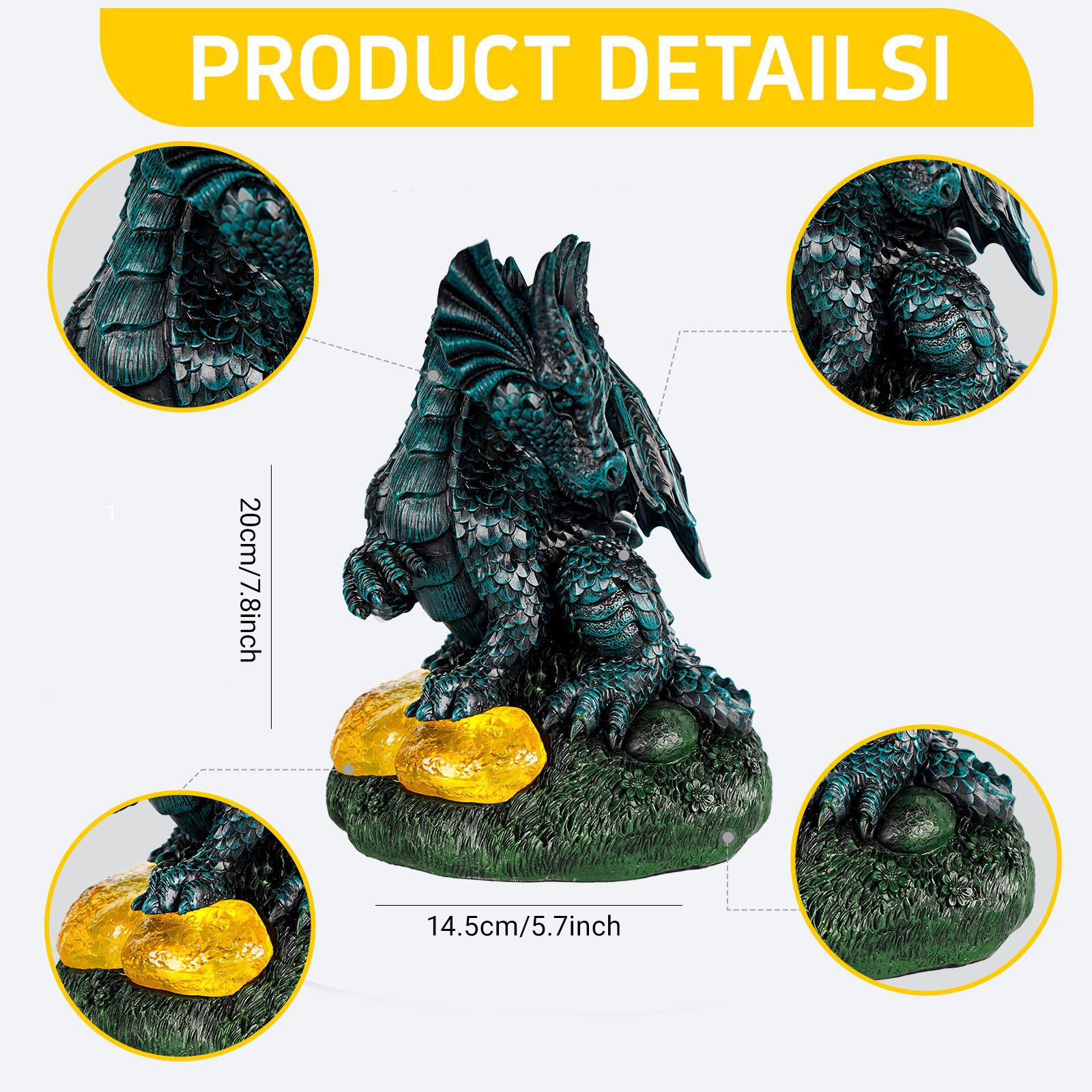  Outdoor Resin Dragon Sculpture Solar Ornaments Courtyard Garden Scenery Decoration Gift Giving Small Gifts