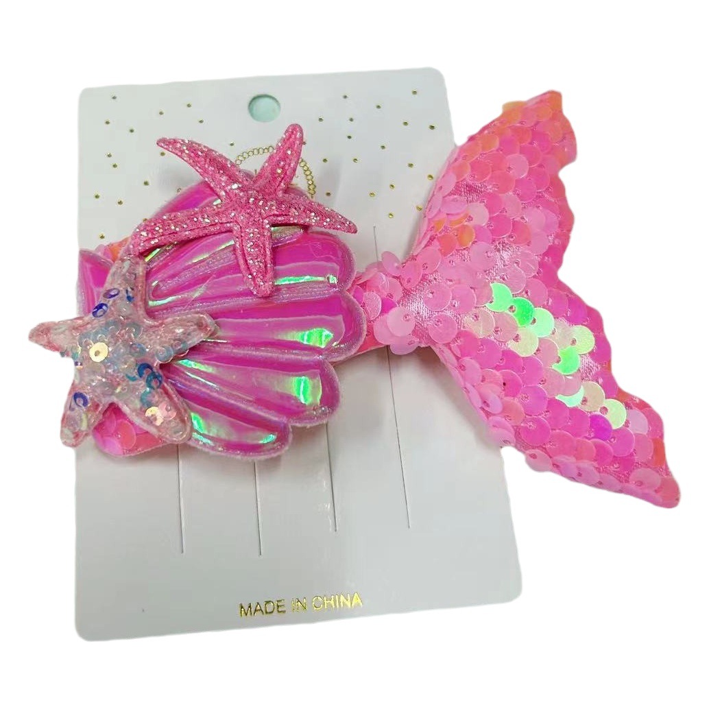 Nueva horquilla de cola de pescado lado brillante horquilla rota lentejuelas para niños show girls shell bangs clip