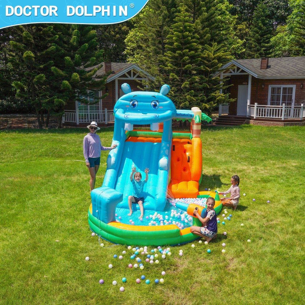 Dr. Pig infláble castillo indoor para niños spray slide cama de salto fiesta doméstica pequeño castillo infláble de agua