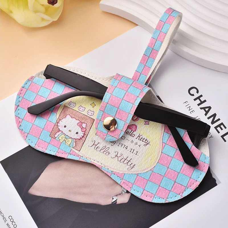 Hello Kitty Glasses Storage Bag, Women's Sunglasses Storage Box, Portable Anti-Pressure Sunglasses Protective Case, Cute Snap-On Style Hello Kitty Glasses Storage Bag, Women's Sunglasses Storage Box, Portable Anti-Pressure Sunglasses Protective Case, Cute Snap-On Style