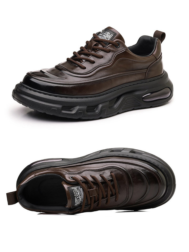 Giày sneaker nam da bò thật đế dày, giày thể thao thông thường thoáng khí đa năng — màu nâu, màu đen chi tiết 20