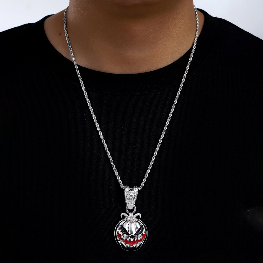 Europa y los Estados Unidos transfronterizos calabaza calavera aleación de goteo de aceite colgante de diamantes personalidad exagerada fabricantes de collares de hombres