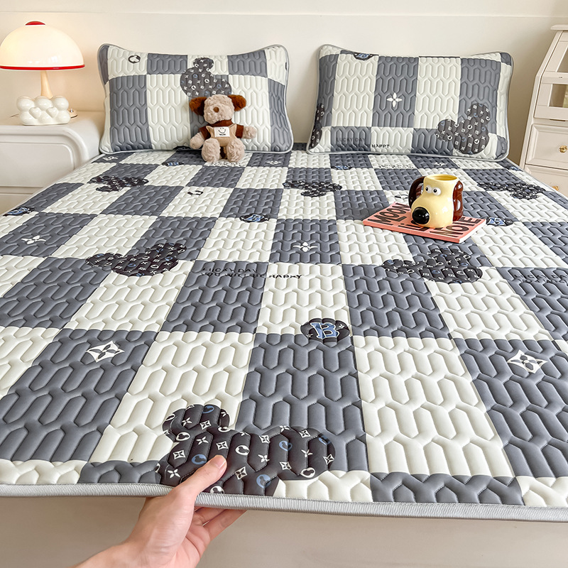 Summer Latex Bed Sheetss Single Piece Mat Ice Silk Mat Bed Sheetss Washable Student Dormitory Single and Double Pillowcases Three-Piece Set