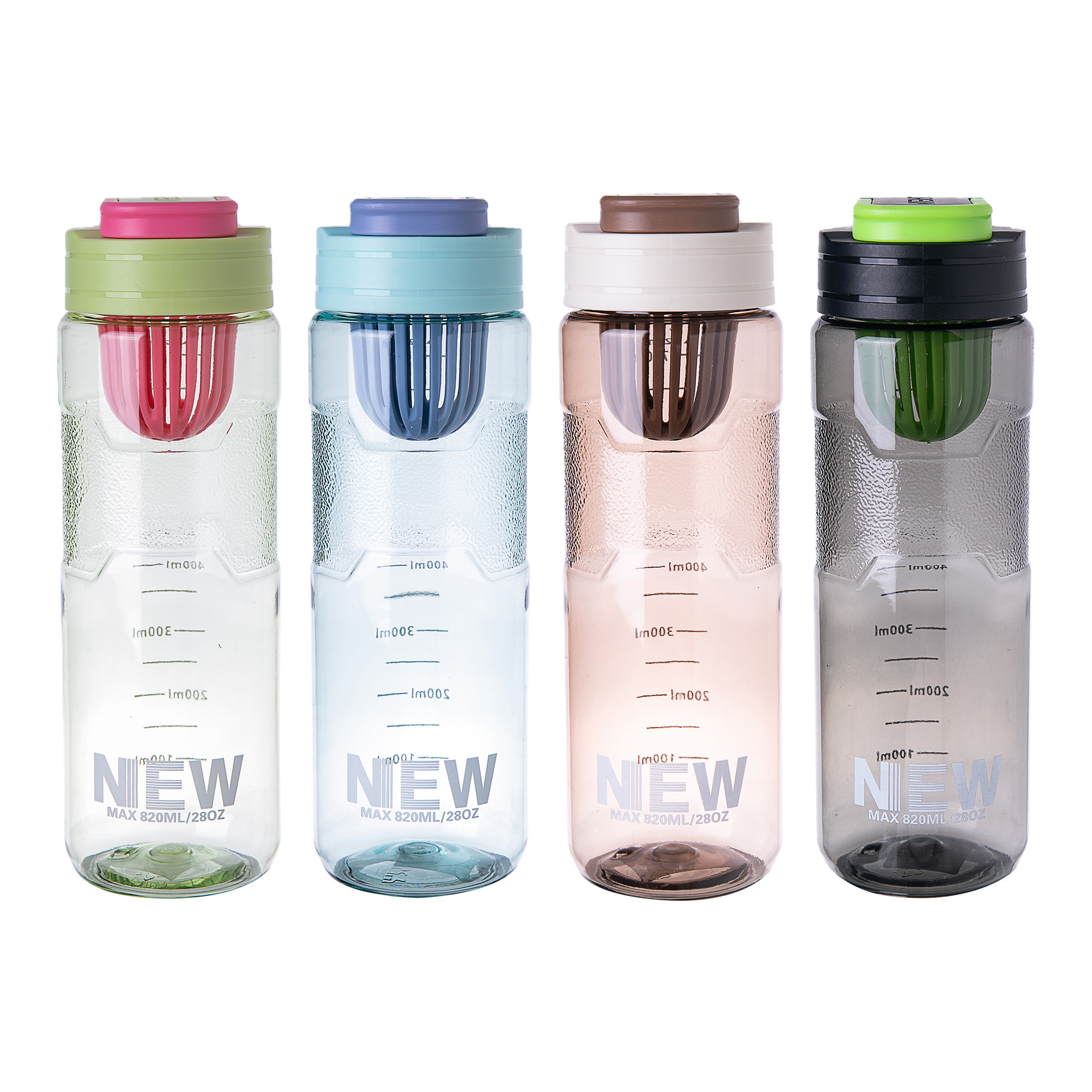 Vaso de plástico con filtro para separar té y agua, 750 ml, vaso de plástico PC para estudiantes con impresión, vaso de plástico con impresión.