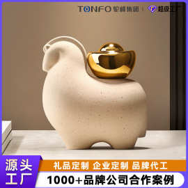 驼峰陶瓷中式创意摆件马上有钱软装家居玄关客厅桌面电视柜装饰品