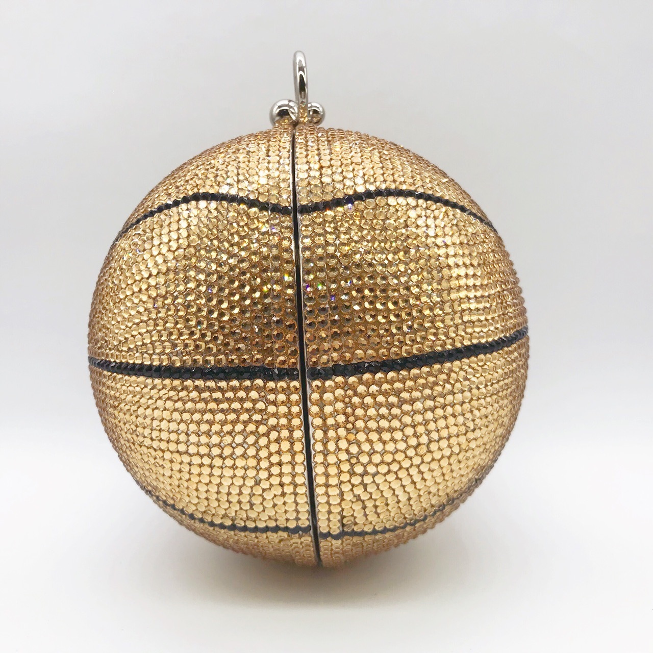 Nuevos productos transfronterizos de baloncesto llenos de diamantes bolsas de cena bola de cristal dorada mini bolsas redondas tridimensionales bolsas de mano europeas y americanas