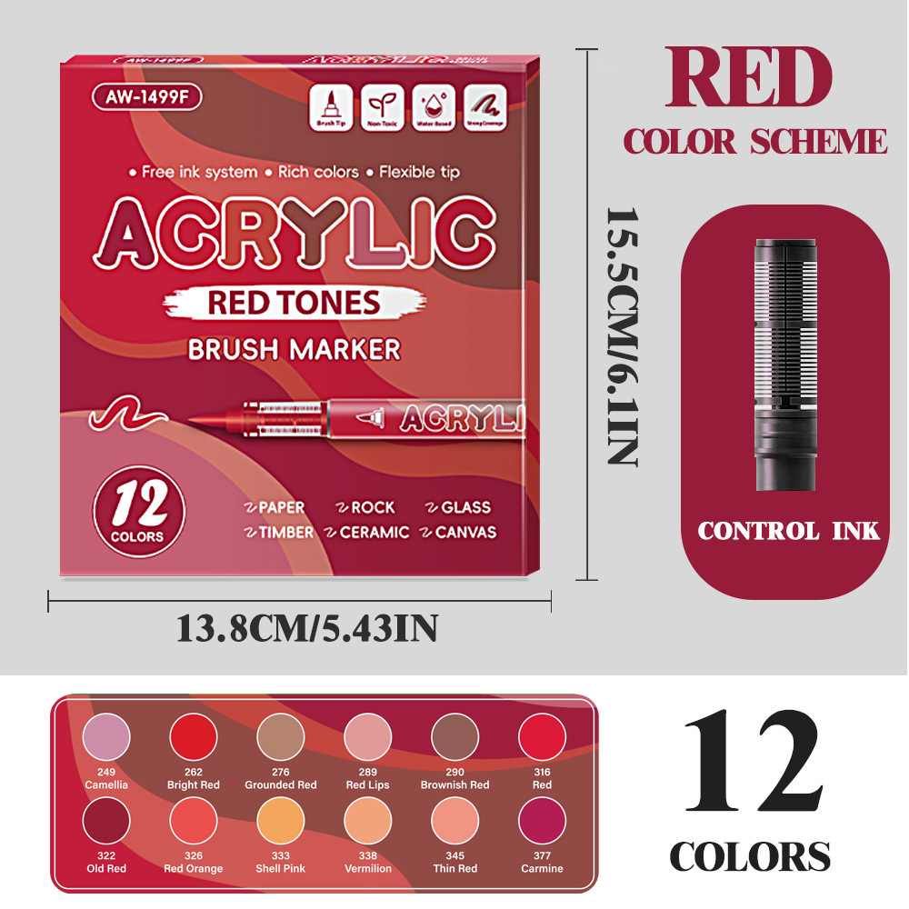 Líquido directo tipo blando acrílico marcador conjunto de pincel de color plegable estudiantes dibujo de color de piel animado acrílico colorido