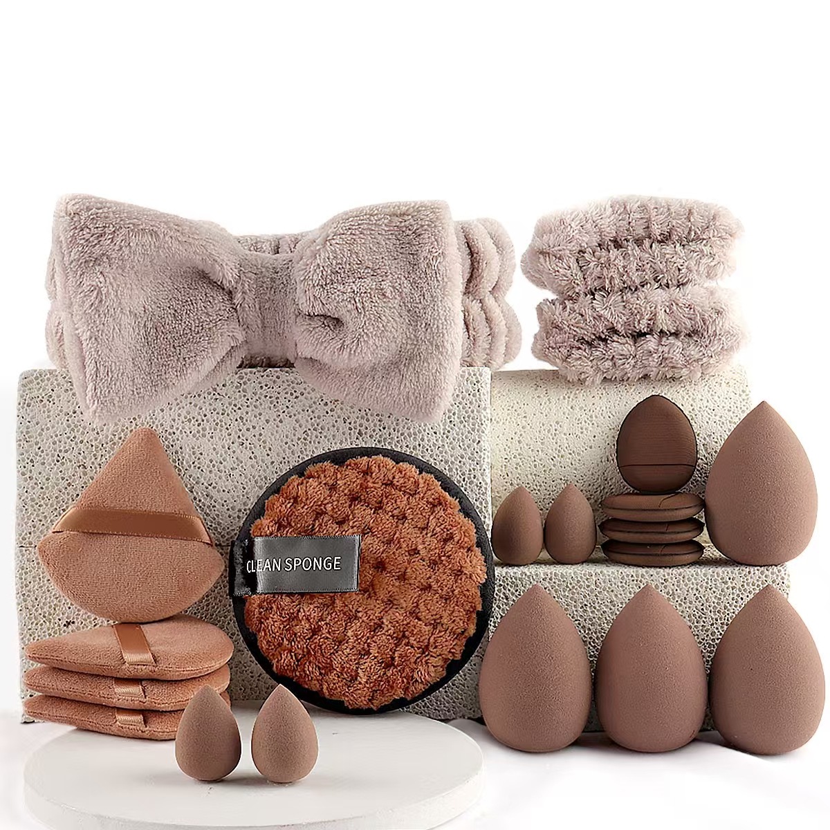 30 herramientas de maquillaje 9 pinceles de maquillaje + 20 polvo + 1 combinación de bolsa de viaje