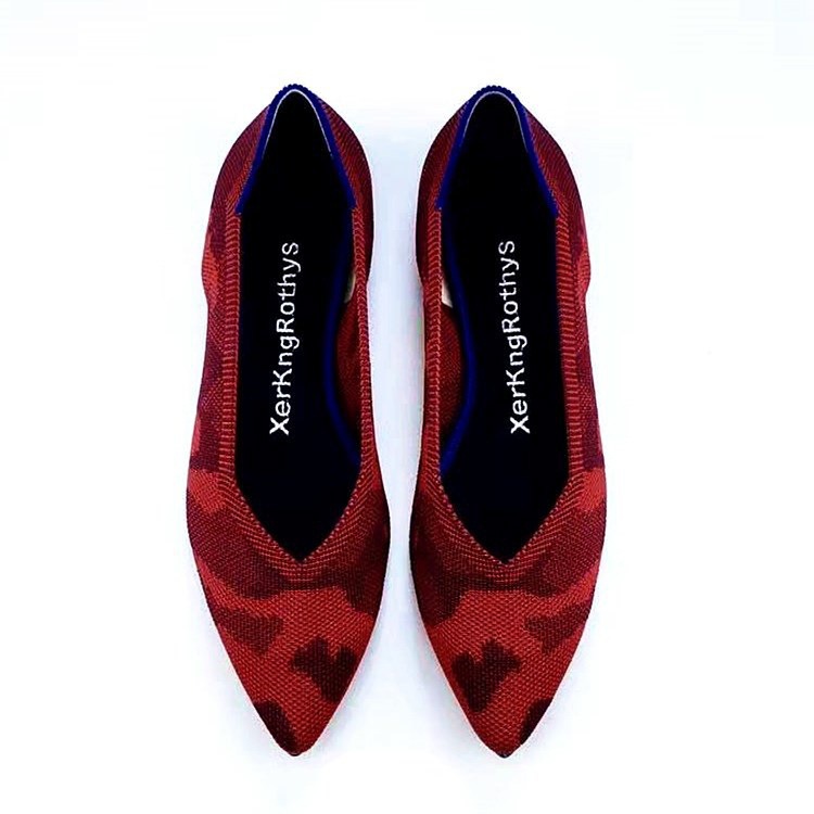 2024 Nouvelles chaussures simples en tricot peu profondes pour femmes Flywire Queen's Environmental Friendly_voghion.com