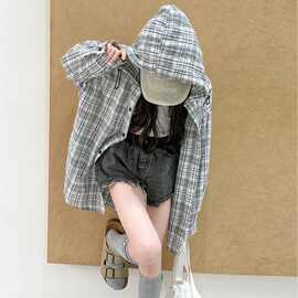 女童衬衫外套夏季2025新款儿童格子衬衣女大童夏装防晒衣轻薄上衣