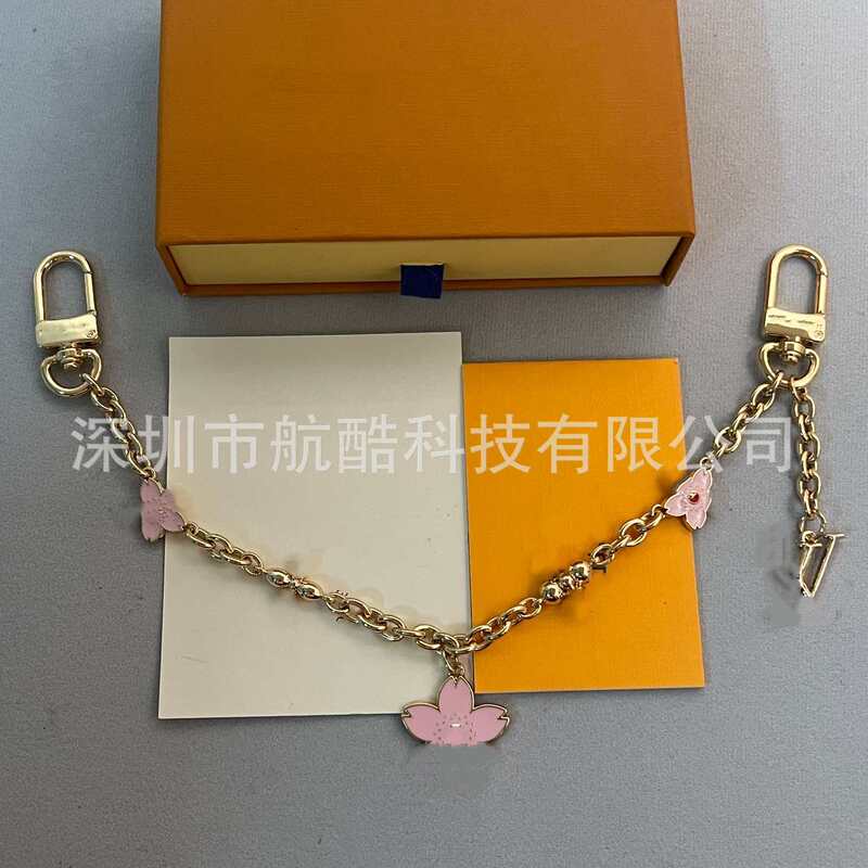 New Cross-Border Murakami Takashi Cherry Blossom Bag Accessory Chain Pink Enamel Cherry Blossom Pendant Lv-Style Pendant Bag Chain