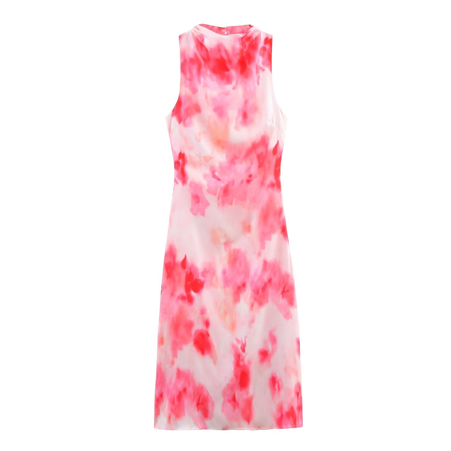 Summer elegant dress with a round collar sleevless