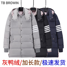 TB BROWIN新款TB羽绒服加长款男女同款韩版休闲羽绒外套一件代发