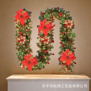 Christmas Decoration Pvc Pine Needle Mix 2.7m Christmas Vine Decoration Encrypted Door Hanging Ornament Gold Red Garland