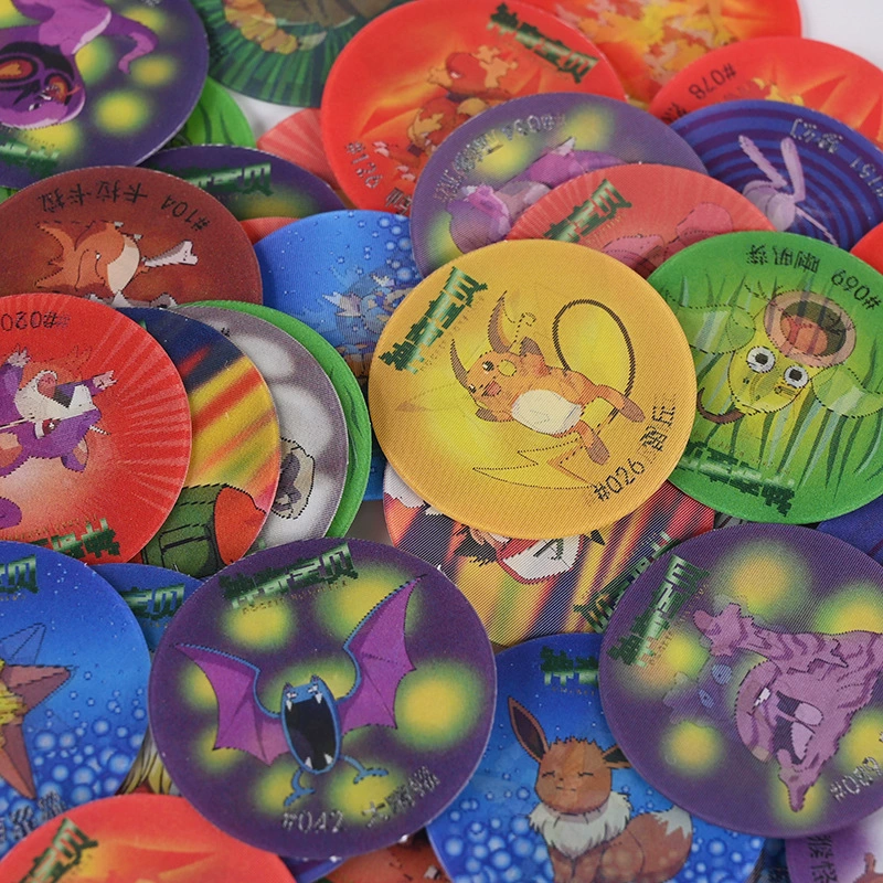 Коллекционные карточки Pokémon Tazos Pogs, детские развивающие игрушки, маленькие круглые карточки