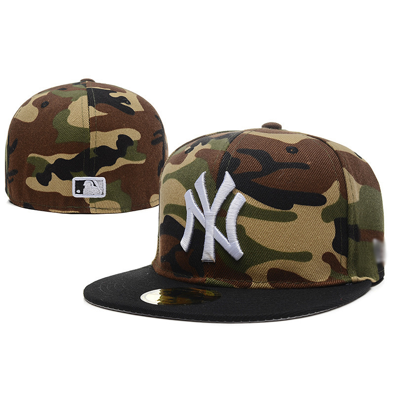 Cross-border Export MLB Baseball Cap Camouflage Flat Brim Cap American Sports Alliance Closure Cap Fashion Size Flat Brim Cap