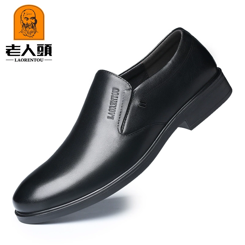 Мужская деловая повседневная обувь из воловьей кожи на мягкой подошве, британская обувь для пап среднего и пожилого возраста, обувь для пожилых людей