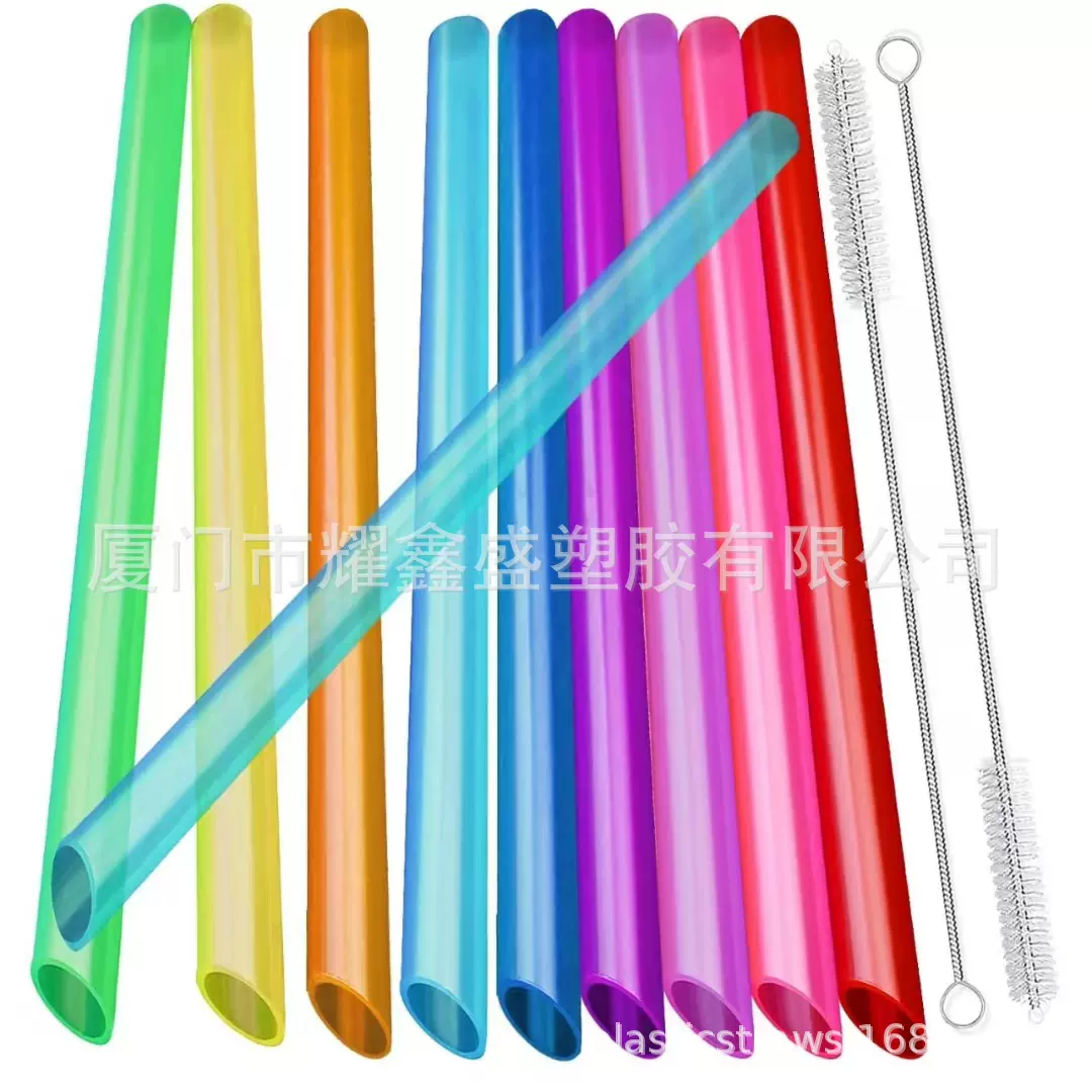 PP冰沙吸管可重复使用多色适用于珍珠泡泡茶奶昔尖头吸管工厂直销