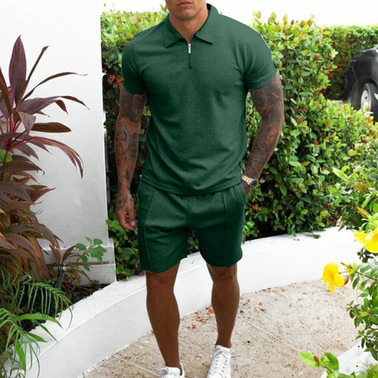 Polyester Fabric Type Shorts Sets Sets Type Men's Solid Color Shorts Sets Men's Clothing