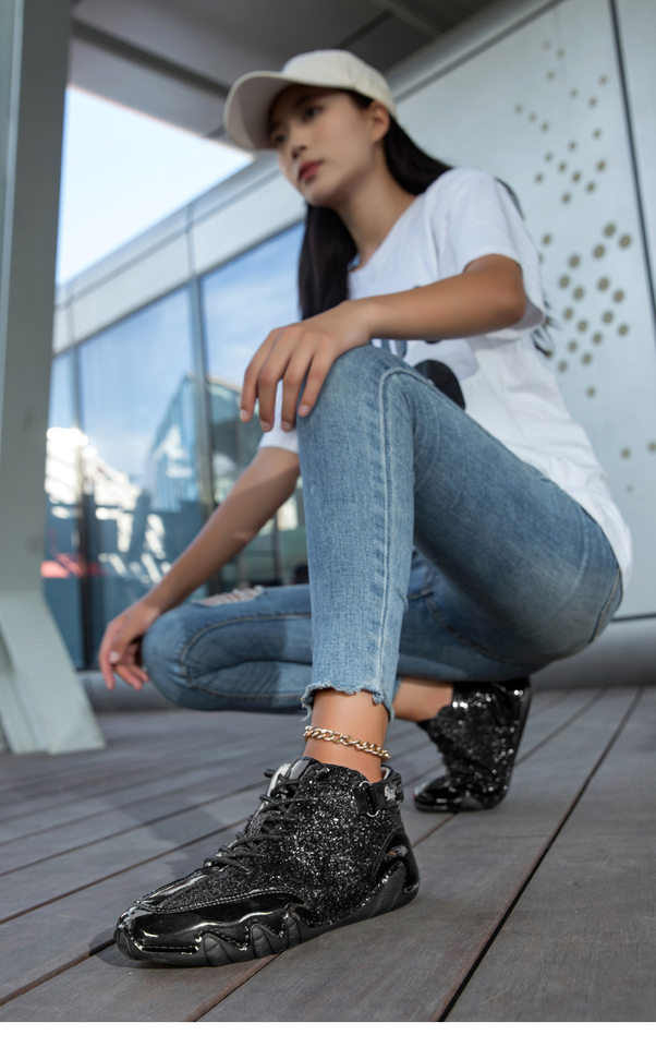Bốt Martin cổ cao cá tính, bốt cổ ngắn unisex phong cách casual — S8008 Bạc, S8008 bạch kim, S8008 đen bóng chi tiết 23