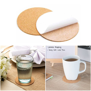 Cross-border supply round square self-adhesive anti-slip anti-shock cork mat cork gasket rubber-backed cork mat