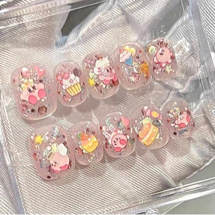 【Kirby the Star】Parent-Child DIY Wearable Nails for Girls Aged 3-18, Super Shiny and Cute Short Nail Stickers for Children 【Kirby the Star】Parent-Child DIY Wearable Nails for Girls Aged 3-18, Super Shiny and Cute Short Nail Stickers for Children