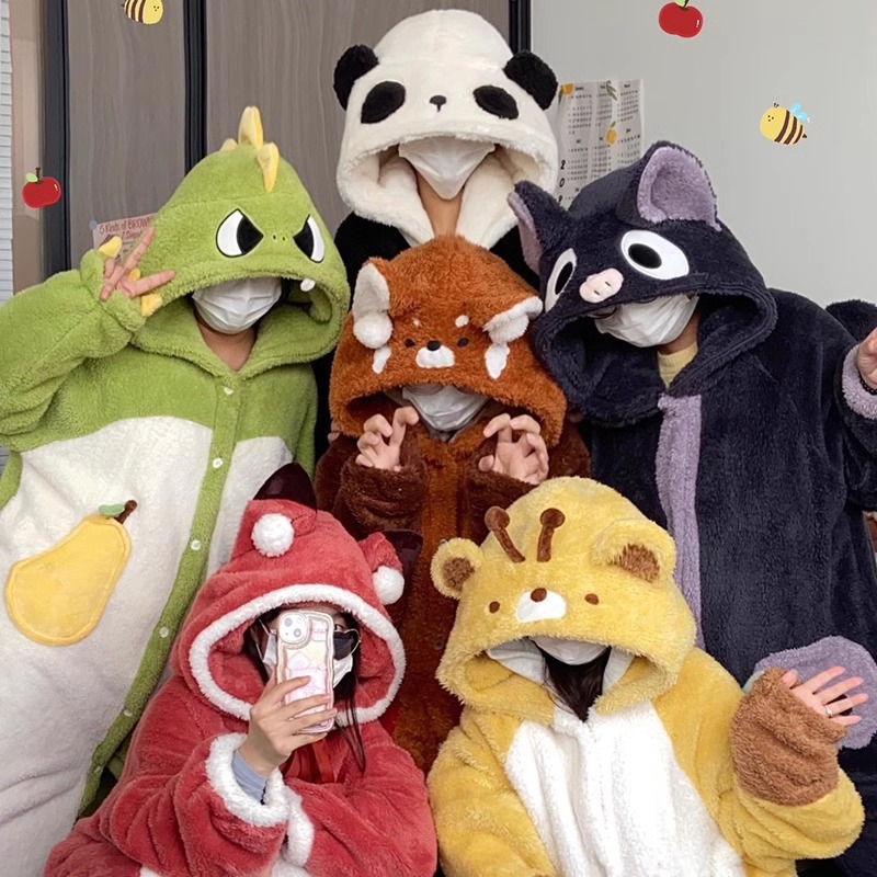 Best Friend Pajamas Women's Winter Coral Fleece Thickened fleece-lined Winter Nightgown Long Student Flannel Bathrobe Home Clothes