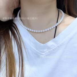 6-7mm天然淡水珍珠冷白光正圆细微瑕半成品串珠诸暨珍珠