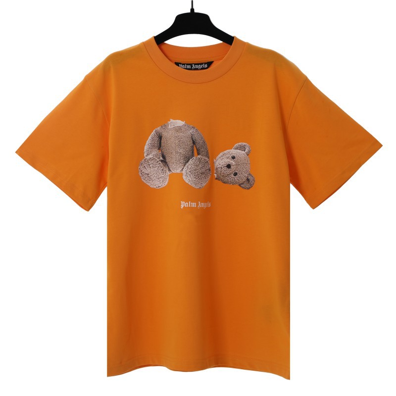 Versión correcta pa marca de moda oso roto manga corta palmera High Street ins oso de peluche tiburón hombres y mujeres pareja camiseta