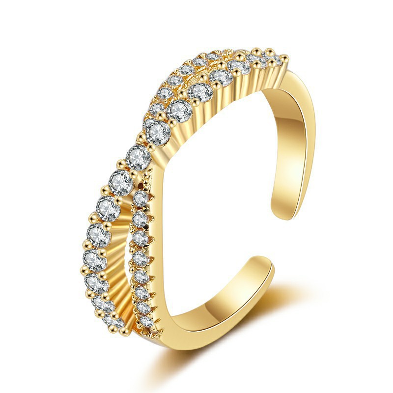 Adjustable Japanese small design sophisticated ring with zircon