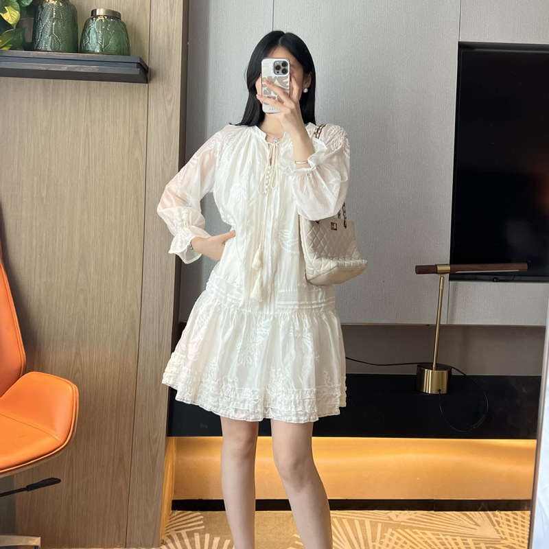 25款重工刺绣波西米亚秋季杏白色天丝连衣裙 082b002|undefined