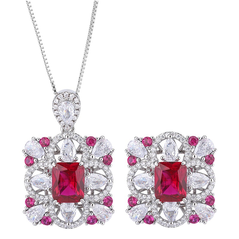 Zhuang Sheng joyas de cobre inferior chapado en oro de la joyería traje de simulación tesoro de color rectangular traje de diamante de color hembra piedra principal 8*10