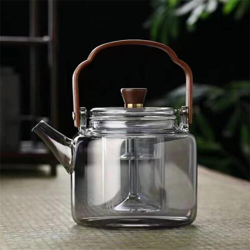 Cooking tea around the stove, household steaming teapot, wholesale high borosilicate teapot, glass high temperature resistant teapot, single pot