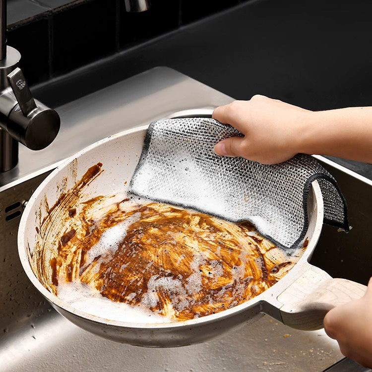 Металлическая проволочная тряпка для мытья посуды, ежедневная чистящая салфетка, сетчатая антипригарная масляная тряпка для кухонной плиты, тряпка для мытья посуды и чистки кастрюль