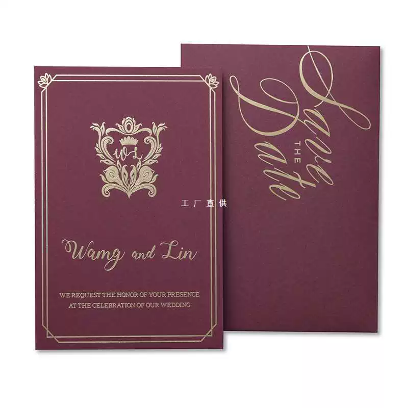 Оптовые свадебные приглашения 2022 бронзовые приглашения красные европейские приглашения гонконгская версия традиционной утолщенной художественной бумаги