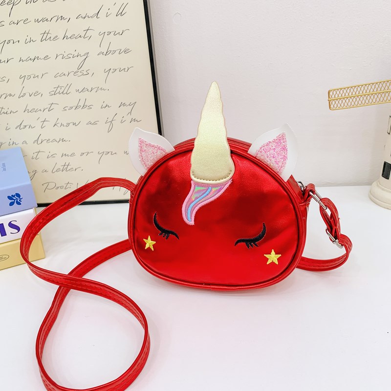 Colorido brillante unicornio bebé niña linda de dibujos animados moda princesa bolsa de hombro bolsa de mensajero bolsa de los niños