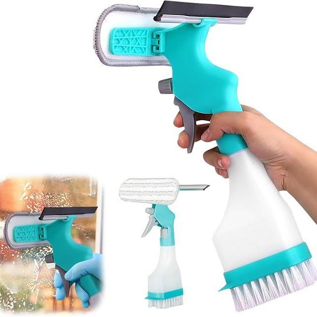 Customized Four-In-One Scraper Brush Sprayer and Brush Multifunctional Window Cleaning Tools and Stuffed Glass Brush
