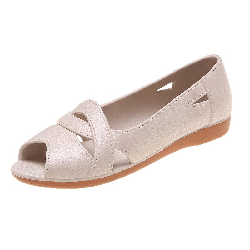 Fish mouth women's sandals-beige