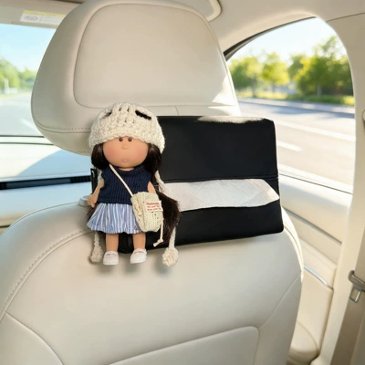 Adds a Touch of Elegance, Car tissue box/set - black-tissue-box-seat-style-striped-skirt-potato-girl