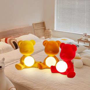 Teddy Bear Wedding Table Lamp, Newlywed Bedroom Wedding Bedside Lamp, Red, Gift for Newlyweds, Nordic Style, Dimmable