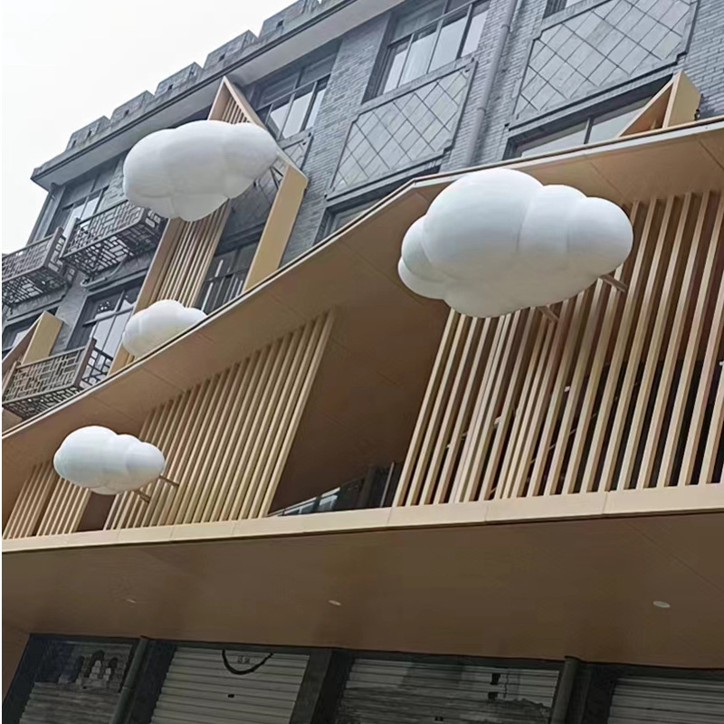 室外玻璃钢云朵雕塑园林景观商业街美陈天花板吊挂玻璃钢装饰雕塑