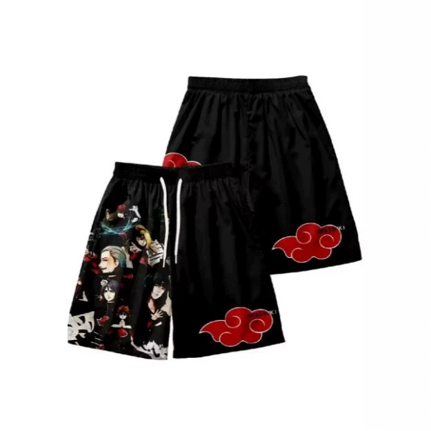 Red Cloud Akatsuki Beach Shorts Men's Summer Breathable Sportswear Loose Shorts Black and White Red Cloud Akatsuki Beach Shorts Men's Summer Breathable Sportswear Loose Shorts Black and White