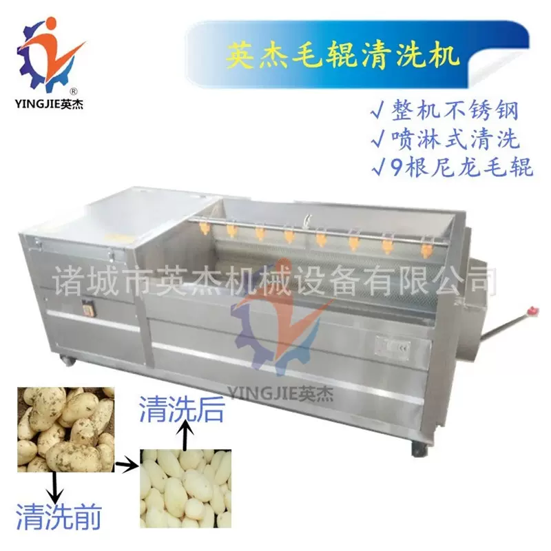 清洗机红薯毛辊去皮山药洋芋土豆鲜花生自动果蔬毛刷清洁设备