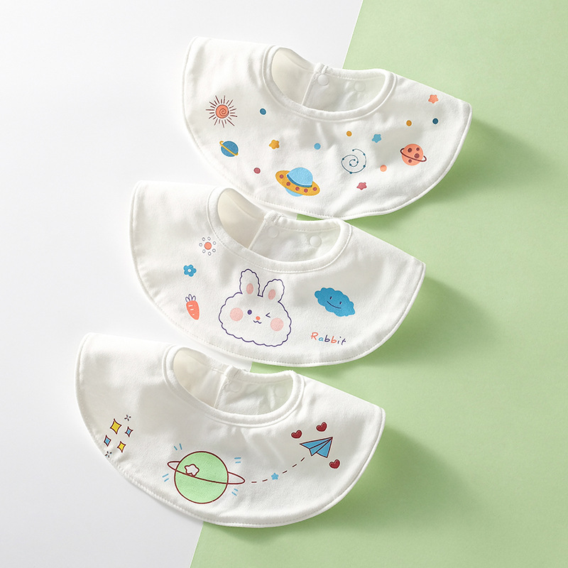 Baby saliva bib 360 degree rotatable baby spit milk flow saliva towel flower octagonal bib cotton waterproof